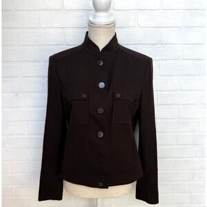 Talbots Women's Brown Wool Military Style Italy Lightweight Jacket sz 8